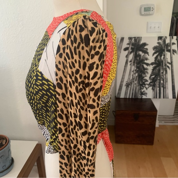 blink London Multicolored long sleeved faux wrap top w wrap tie sash at hem - Picture 16 of 16